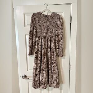 SHEIN Black and Tan Long Sleeve Dress